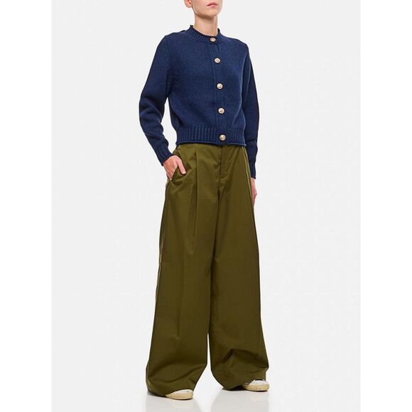 Frame Wide Leg Pleated Trousers Women Green Pants - Picture 2 of 4